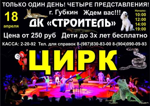  Билеты в Цирк в дк строитель 18 апреля